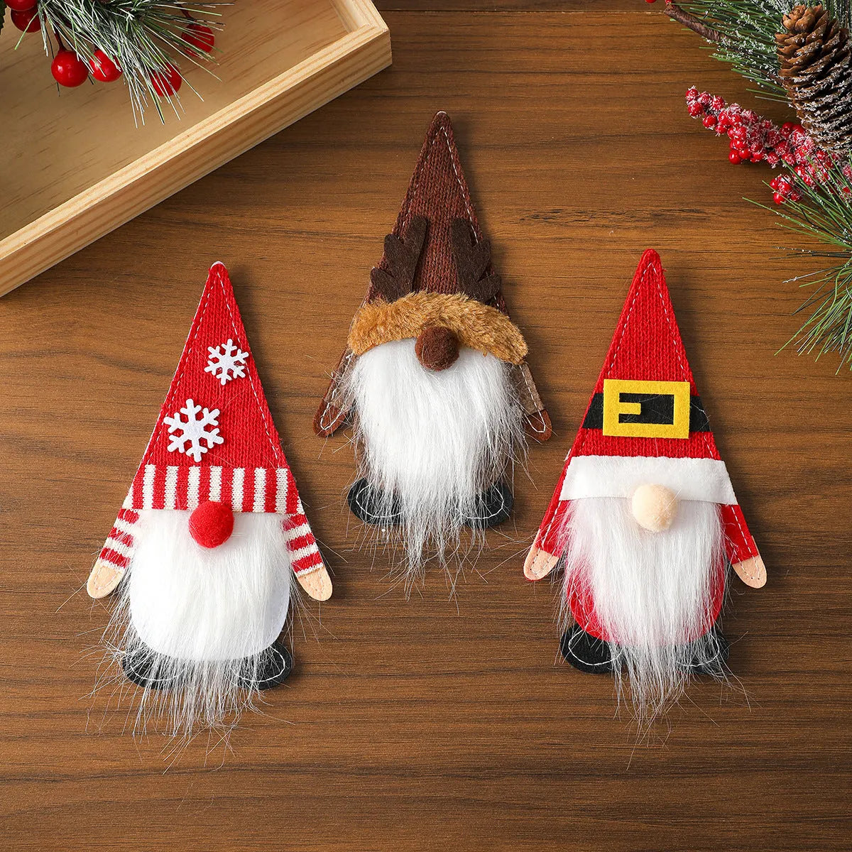 Christmas felt knife and fork cover in antlers design, 17.5 x 10 cm cloth tableware decoration