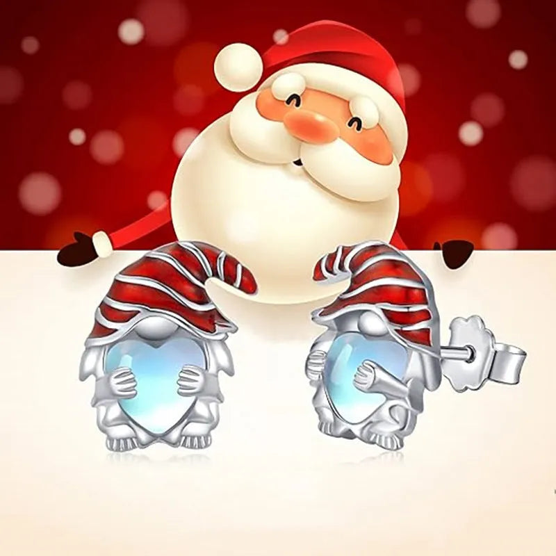 Women's Santa Claus heart-shaped earrings in E4320 white gold colour on copper material