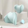 Heart-shaped car pillow set with memory foam filling for headrest and lumbar support in multiple colour options