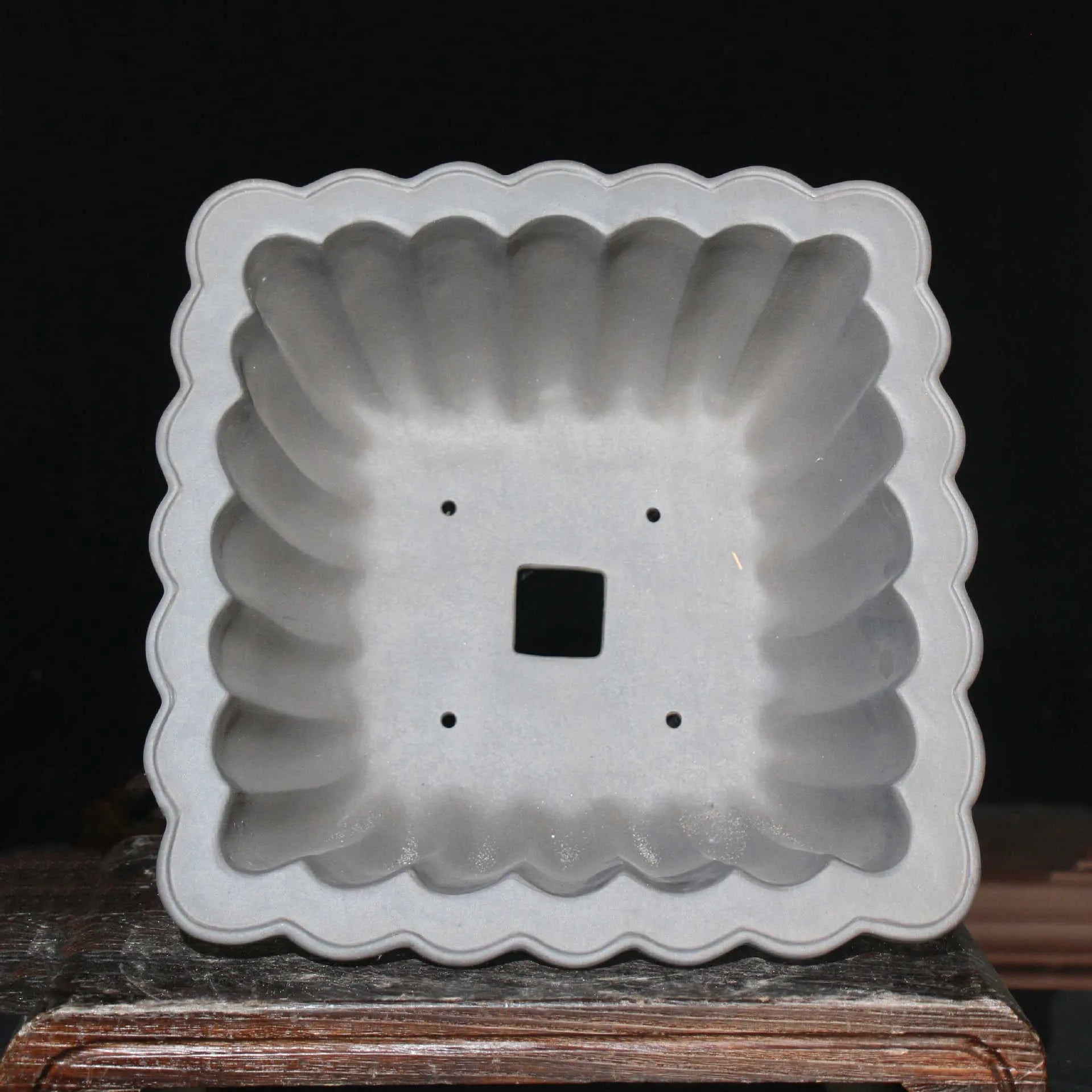Square purple sand ceramic bonsai pot with classical design for desktop plant display
