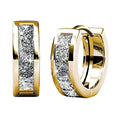 A pair of geometric quadrilateral earrings for women in a gold tone, showing the post and butterfly clutch back.