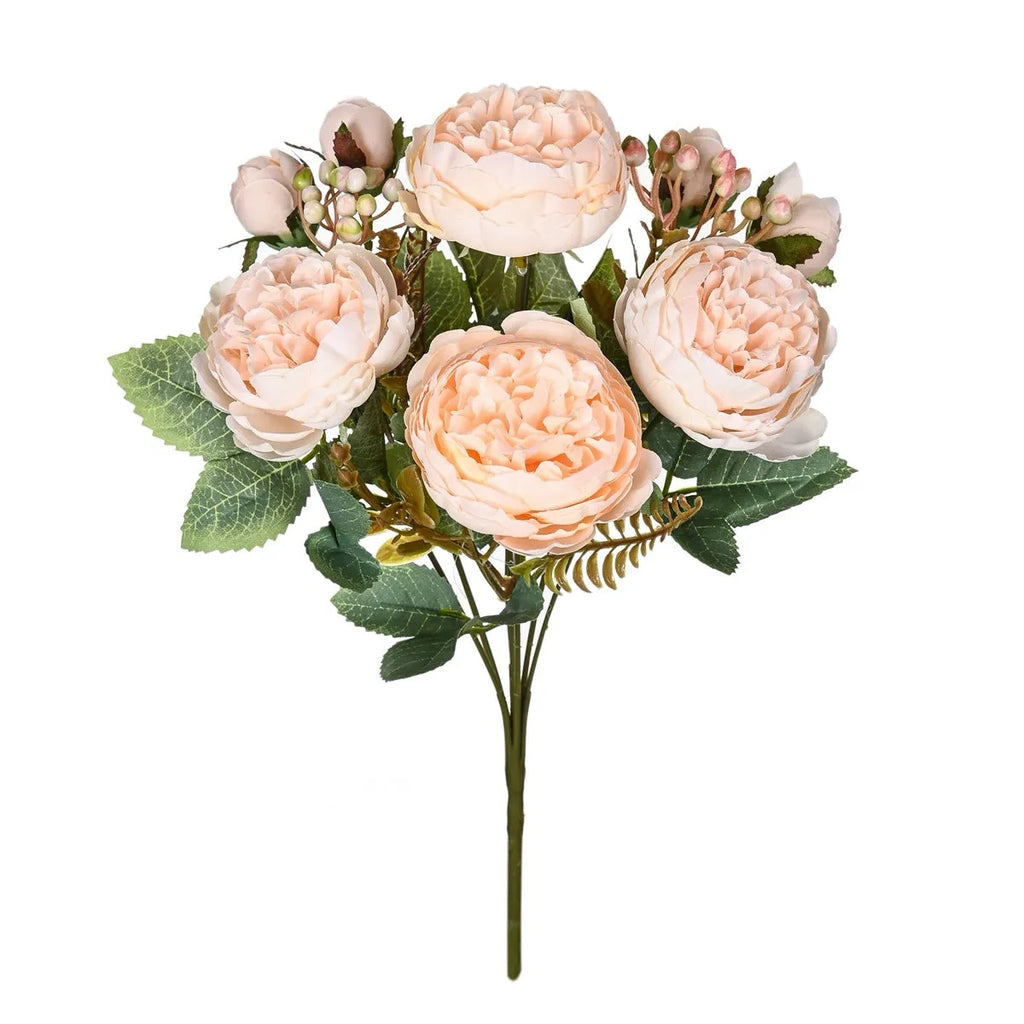 Silk artificial peony bouquet arrangement in champagne colour for wedding or home decoration