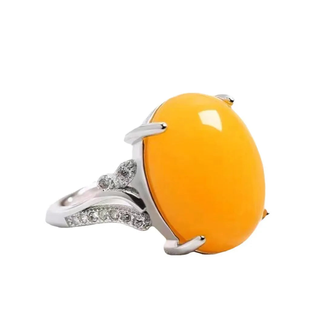 Women's adjustable natural sapphire ring in ethnic geometric style with alloy construction