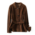 Loose retro-style caramel mocha cashmere coat with Peter Pan collar and leather stitching details