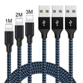 Braided Micro USB charging cable for Android phones in black and white colour