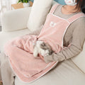 Cat petting apron in multiple colour options including pink, blue, purple and striped variations