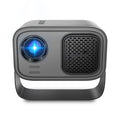 Black portable HD projector with remote control for home office use