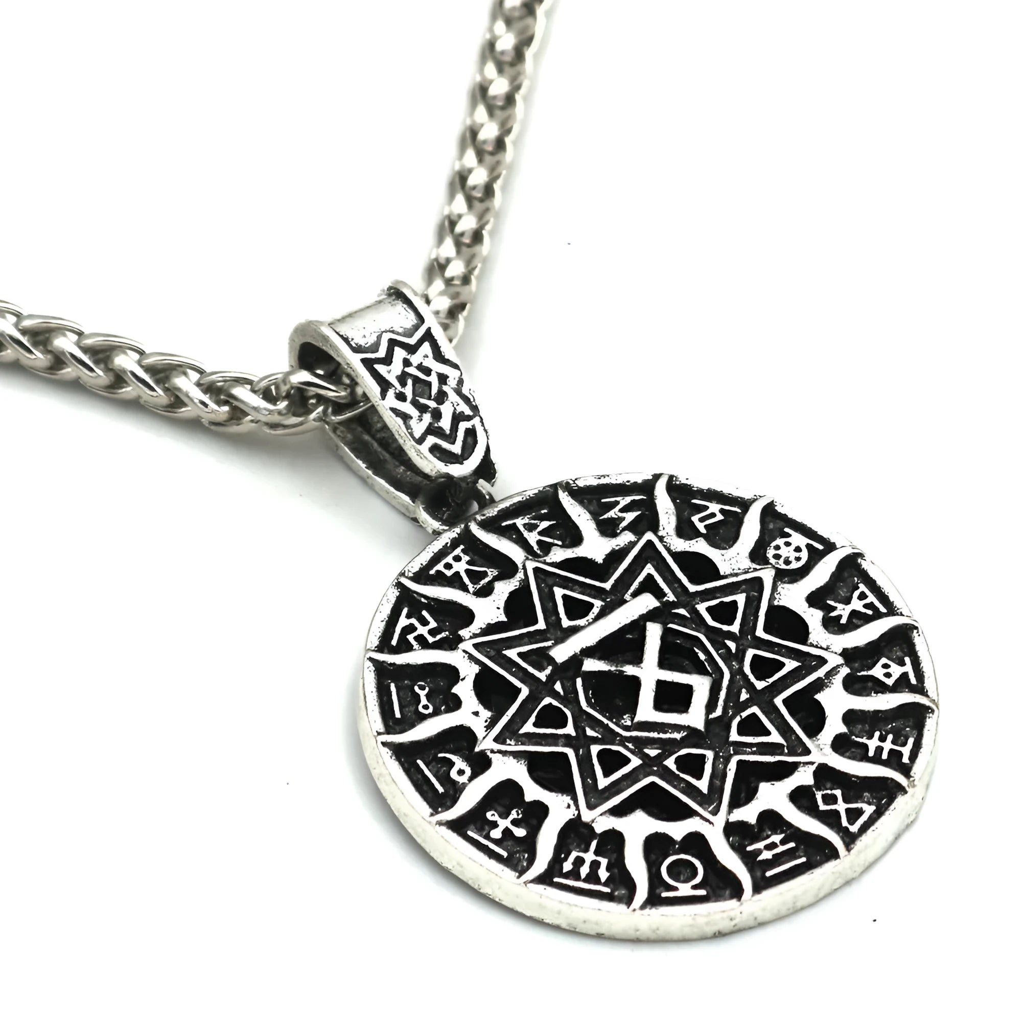 Lunavin ODing logo pendant necklace on adjustable chain with retro styling