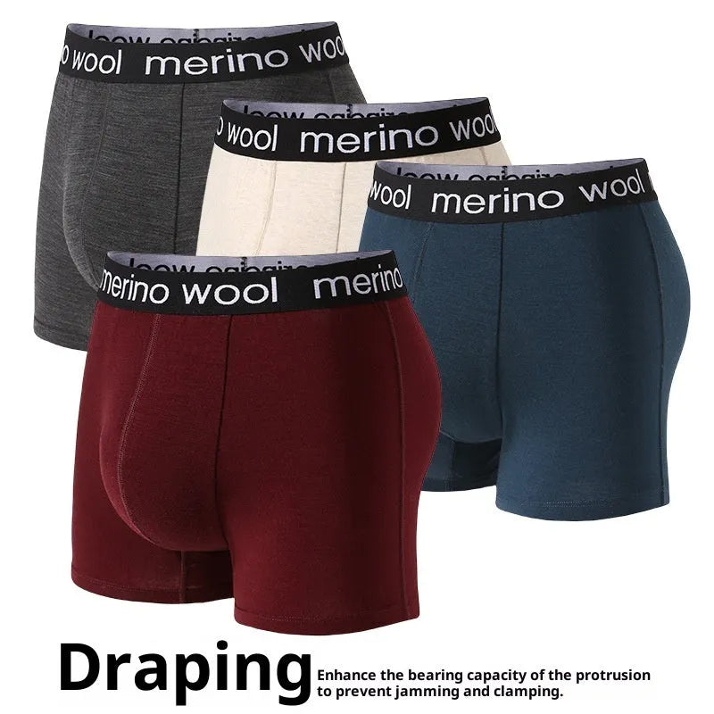 Sports quick-dry wool boxer men's underwear in solid colour, mid-waist U-shaped style, large size available