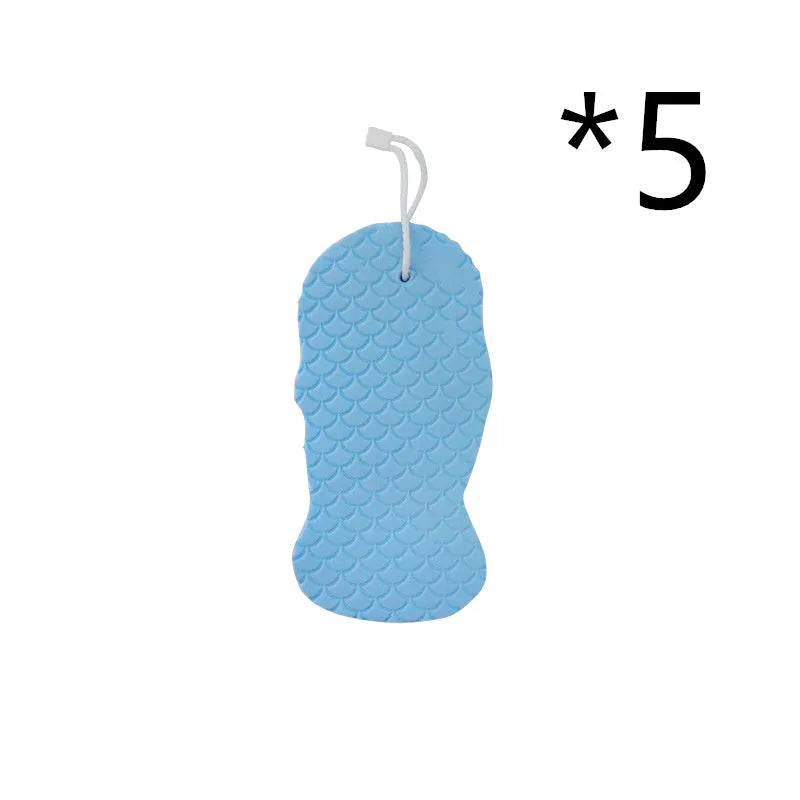 3D fish scale pattern bath sponge ball in white, grey, pink or light blue colours for gentle body exfoliation