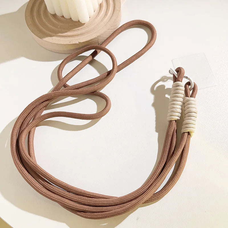 Simple woven crossbody mobile phone lanyard strap for women with three long shoelace size options 124, 125, 126