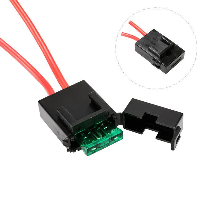 Black off road LED spotlight wiring harness with integrated switch and connectors for vehicle lighting installation