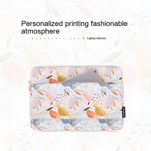 White waterproof PU leather laptop inner sleeve for a 14-inch computer on a table.