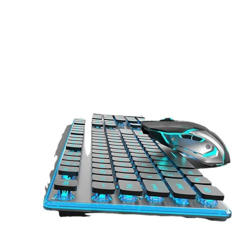 Wireless mute Bluetooth keyboard in pink or white on a desk next to a phone.