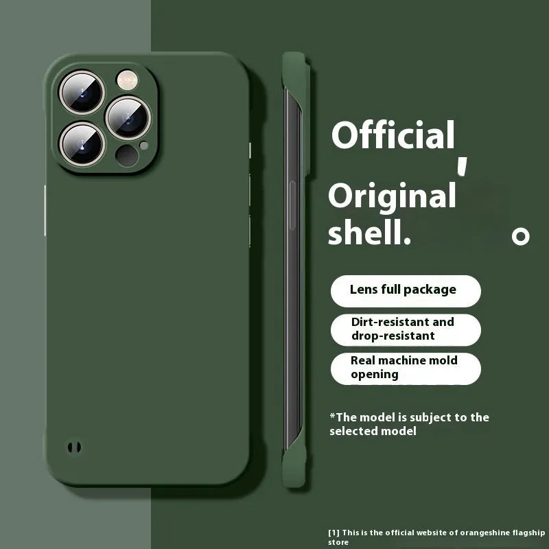 Ultra-thin frameless silicone phone case for iPhone 15 Pro Max in green with all-inclusive coverage