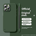 Ultra-thin frameless silicone phone case for iPhone 15 Pro Max in green with all-inclusive coverage