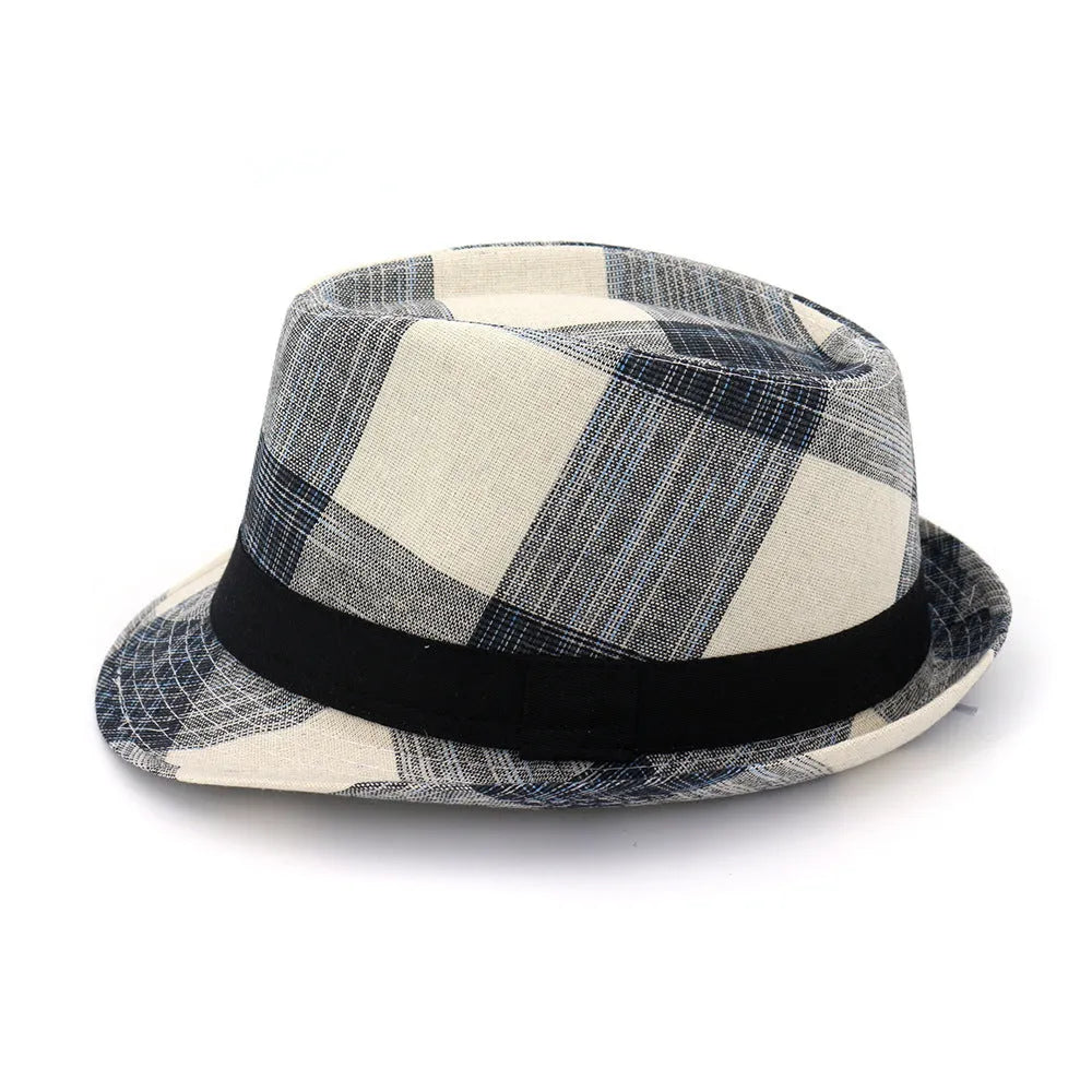A blue or black polyester sun hat with a bell-shaped crown and wide brim for outdoor travel.