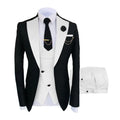 Men's slim fit three-piece cotton suit with coat, vest, and trousers for formal occasions