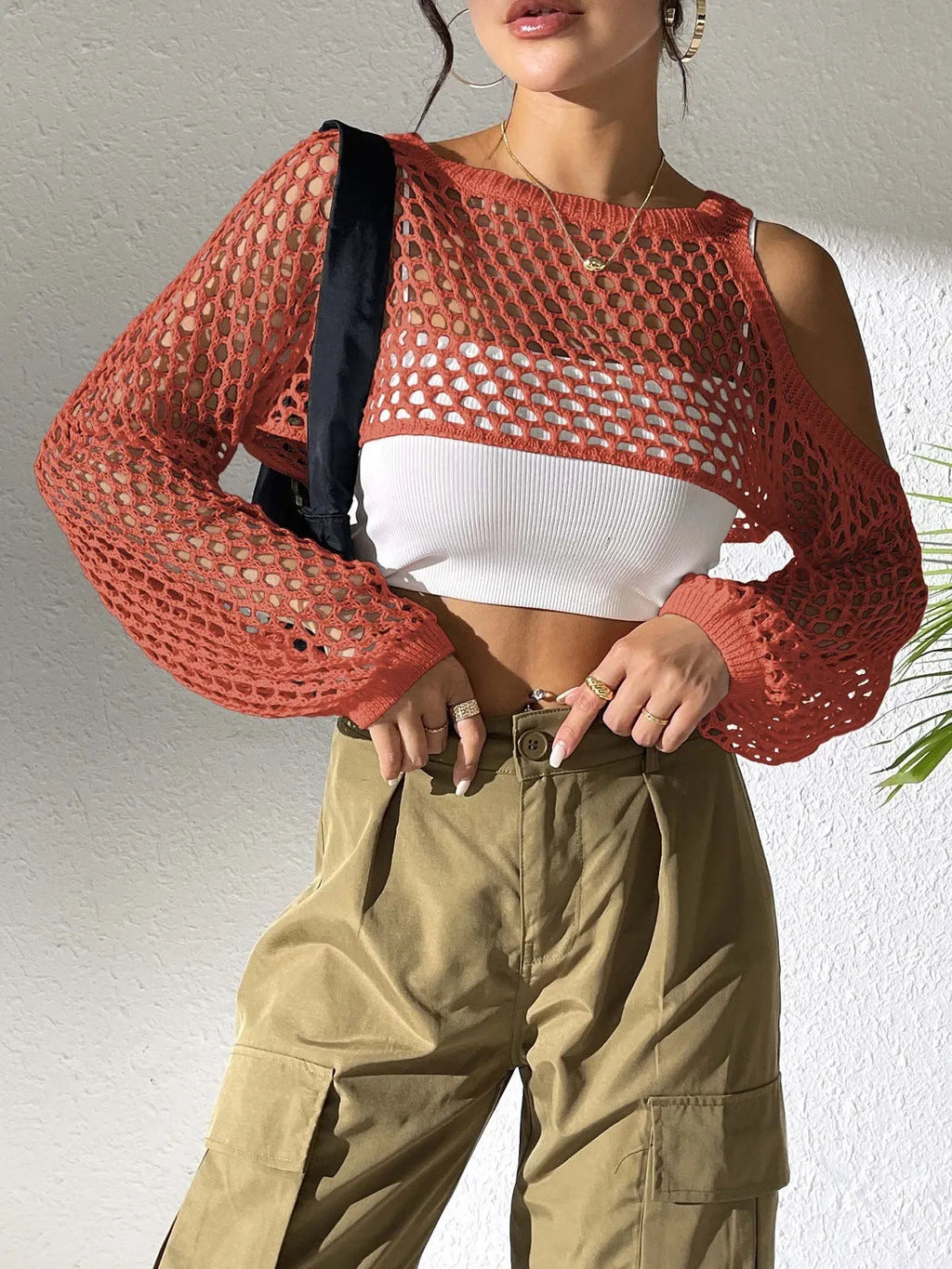 Mesh beach shirt with hollowed navel design in multiple colour options including army green and white
