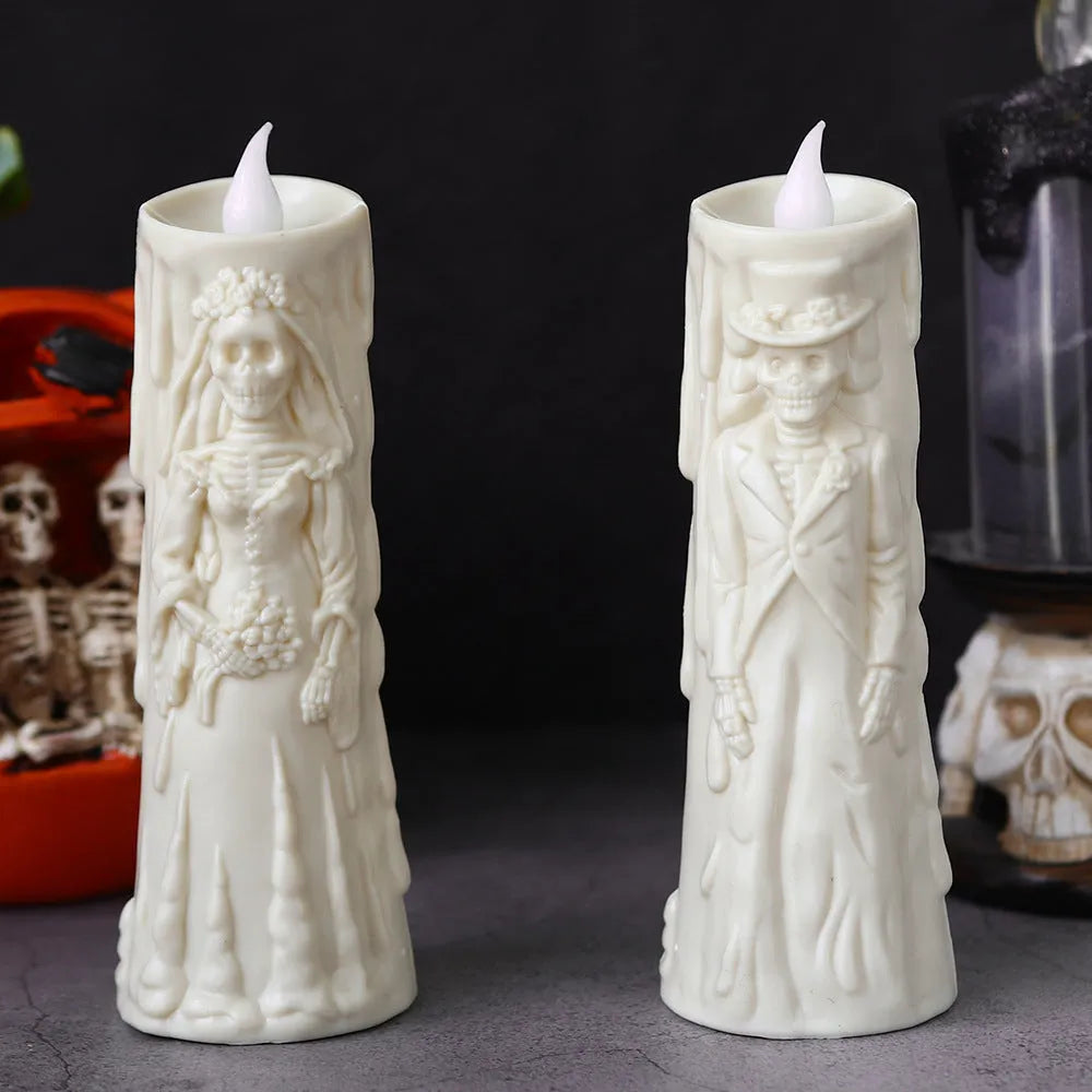 Halloween ghost groom bride LED candle light decoration plastic American style free size