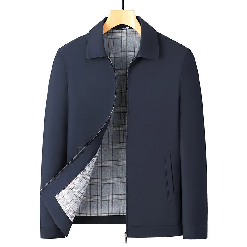 Men's business casual loose administrative coat top in solid colour with patch pockets, available in black red khaki blue sizes M to XXXXL
