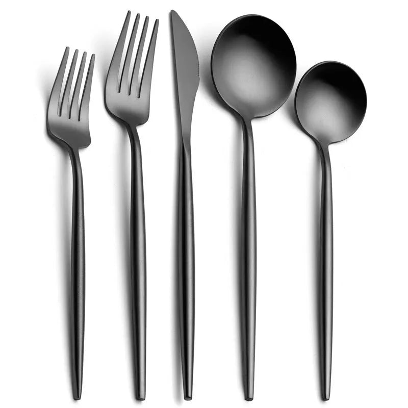 Stainless steel 5-piece steak knife set in solid colour with multi-color options for Western tableware