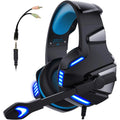 Inzhuo V3 black blue e-sports headset with memory sponge protein leather earmuffs and braided cable