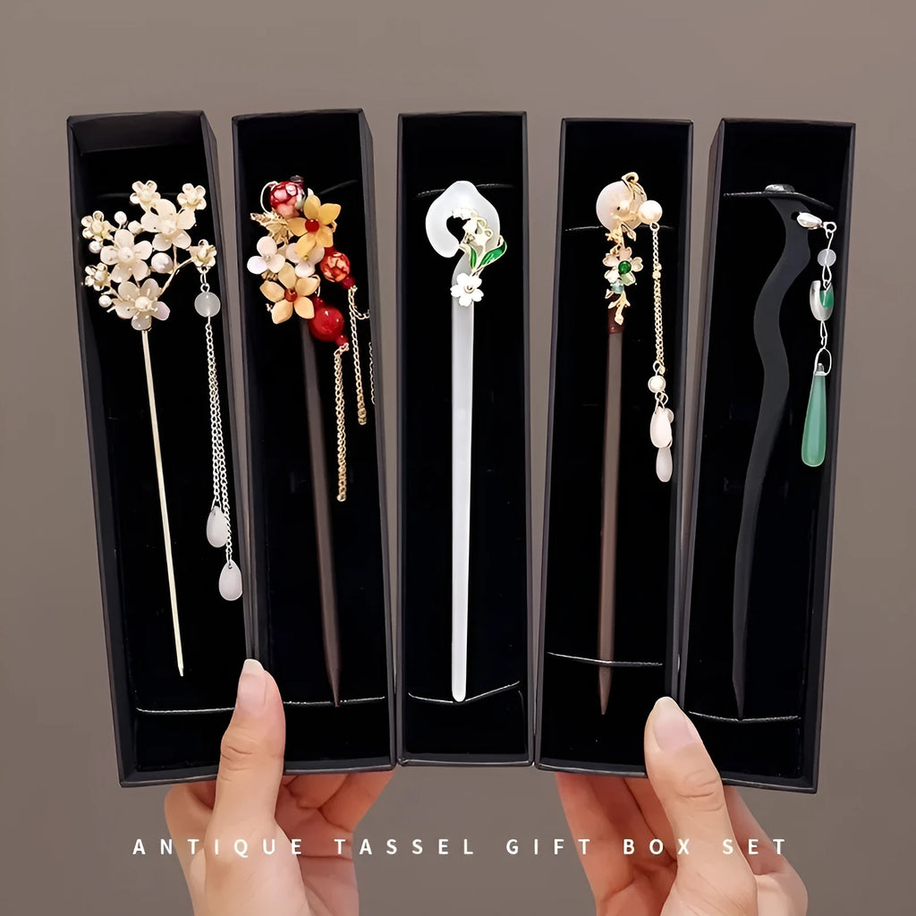 New Chinese style updo hair clasp alloy electroplated antique floral hairpin