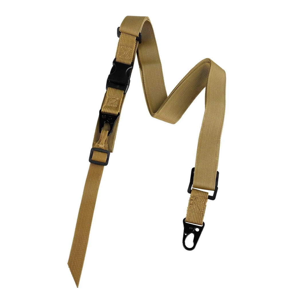 Army green nylon crossbody sling strap with an alloy buckle shown at full 148cm length.