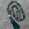 India agate 108-bead blessing necklace with 6mm geometric beads