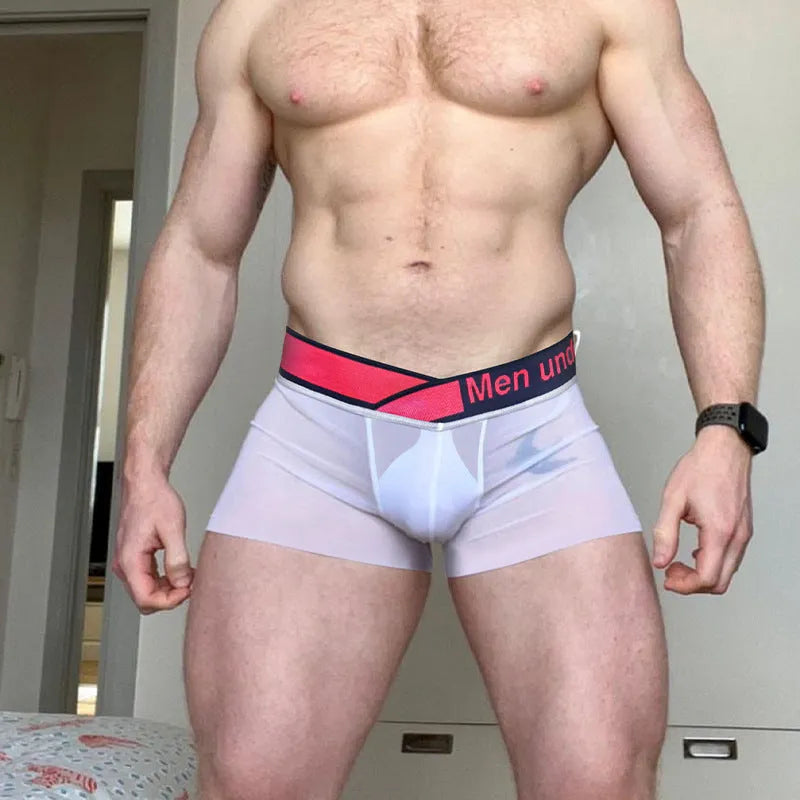 Men's low waist underwear with gradient laser print in breathable nylon modal fabric