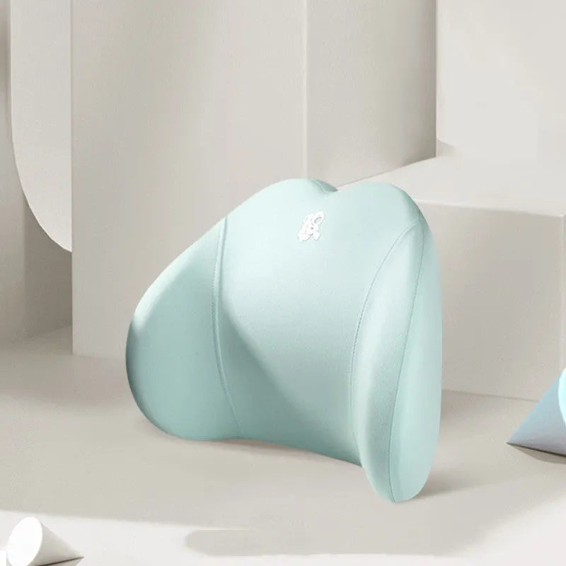 Heart-shaped car pillow set with memory foam filling for headrest and lumbar support in multiple colour options