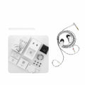 HiFi wired earphone with interchangeable cable in blue with silicone ear tips and storage bag on display