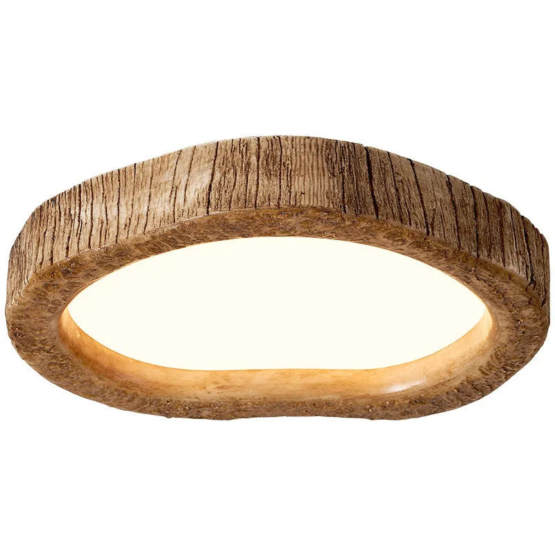 Round wood grain finish new Chinese style ceiling lamp for bedroom lighting