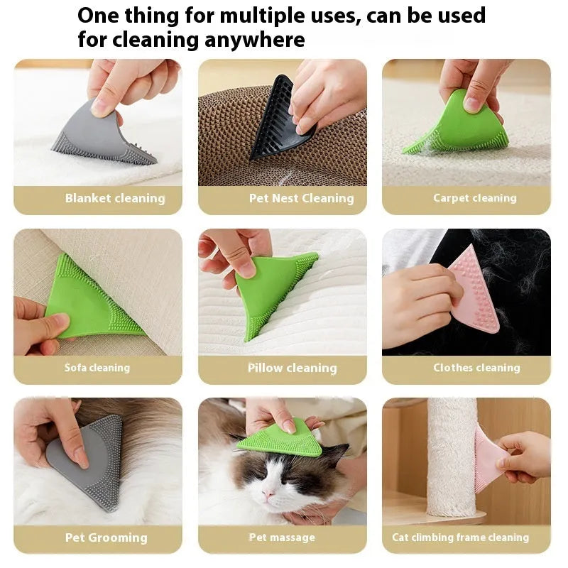 PTE pet hair scraper and comb brush in avocado green colour for grooming cats dogs and removing hair from fabrics.