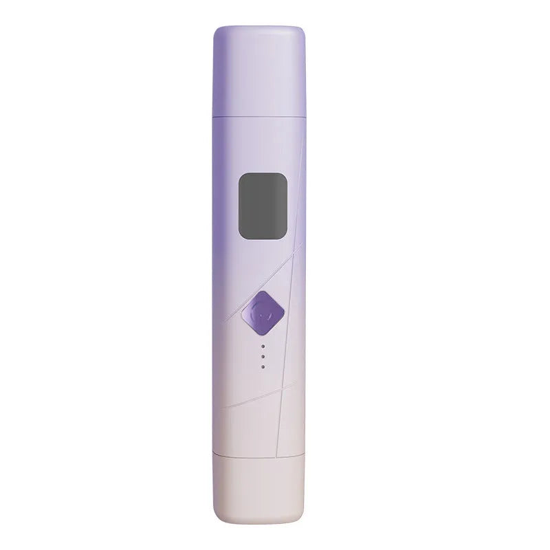 Digital display Type-C women's shaver in gradient purple with USB cable