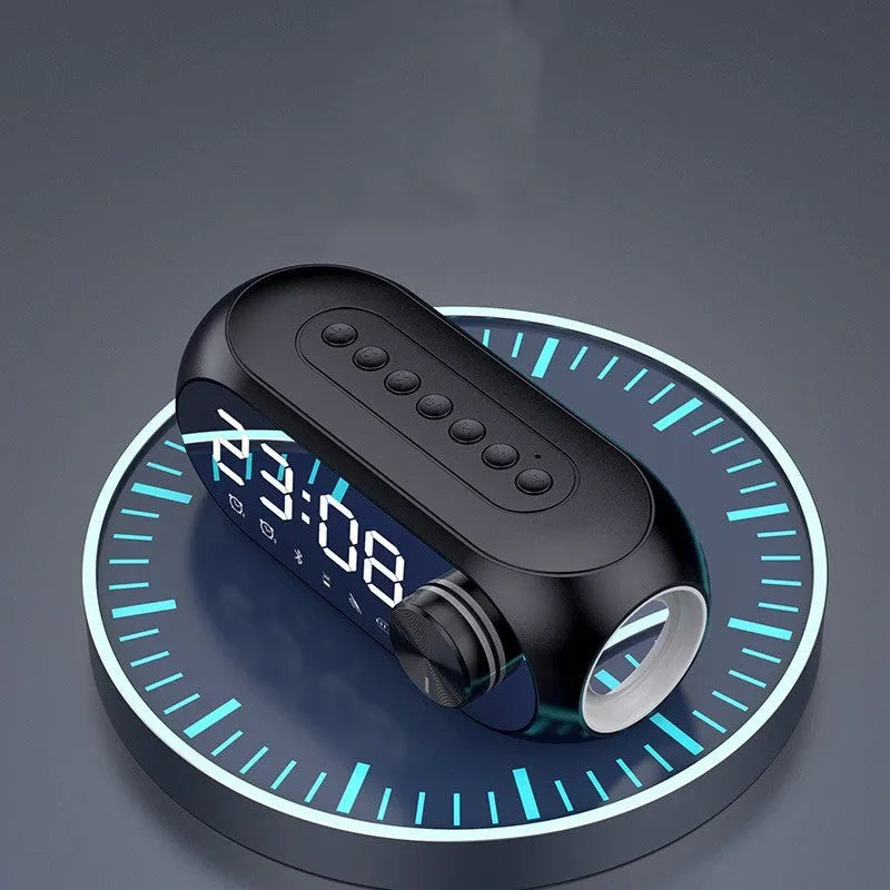 Portable Bluetooth speaker with extra bass in black, white, or blue colours, showing USB charging port