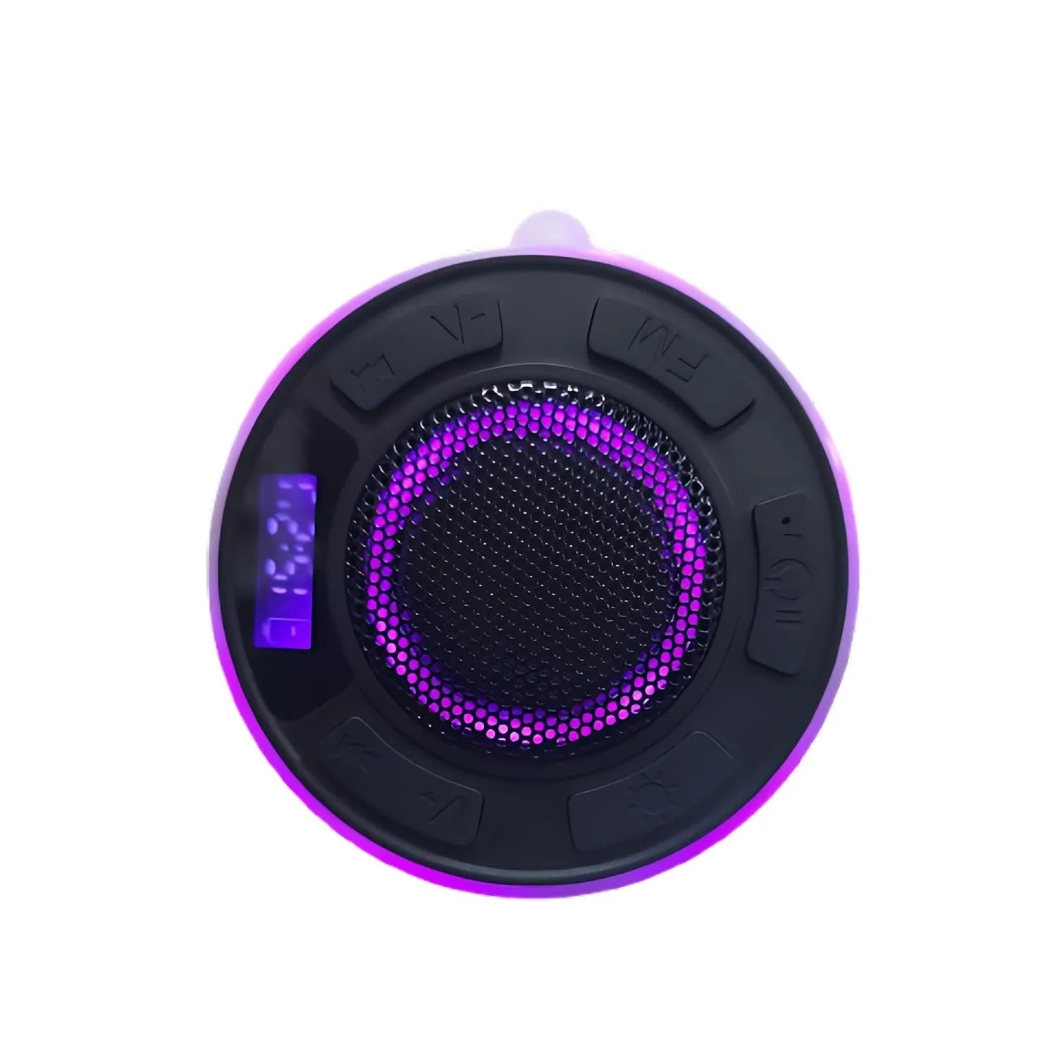 Mini waterproof Bluetooth speaker with suction cup in black for bathroom use