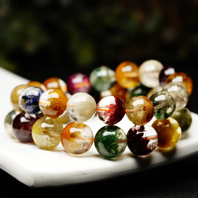 Crystal bead bracelet with colourful ghost cornucopia pattern in ethnic retro style