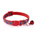 Twill printed cloth pet collar with bell, 1.0cm wide, adjustable 19-32cm, multiple colours