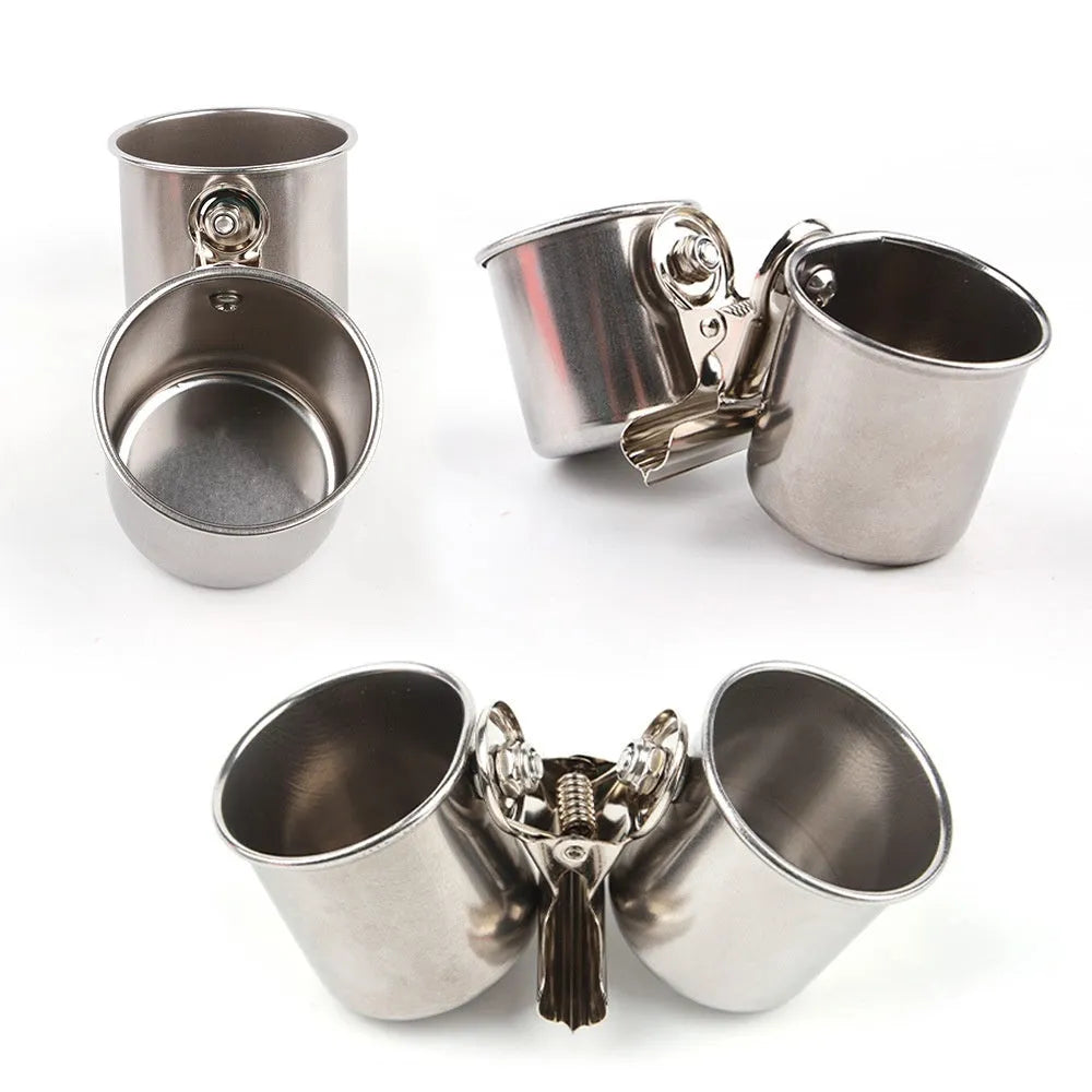 Stainless steel birdcage feeder in natural metal colour for outdoor use.