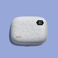 Automatic electric ultrasonic cleaning machine for invisible glasses in blue, pink, or pearl white.
