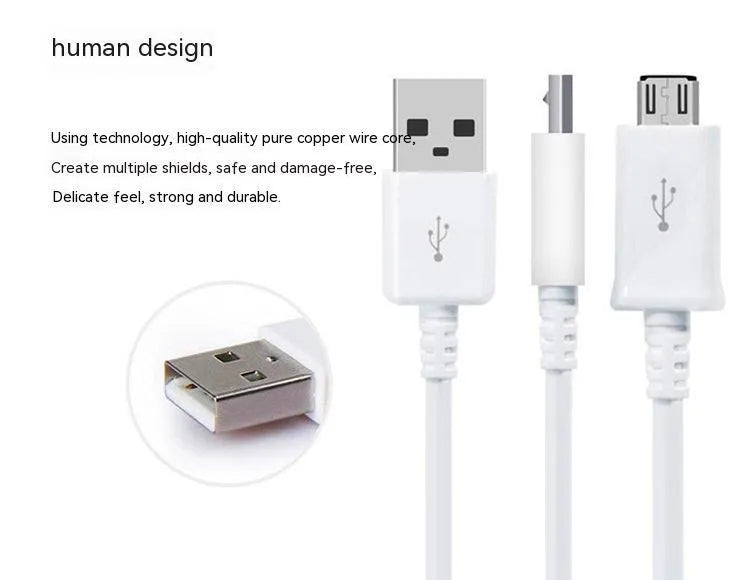 Black and white Android universal data cable with Micro USB connector for charging and data transfer