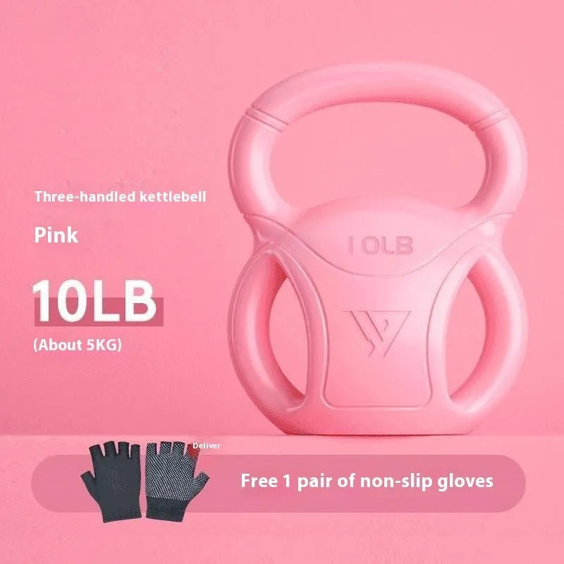 Kettlebell universal exercise shaping fitness equipment for home use in pink colour with gloves included