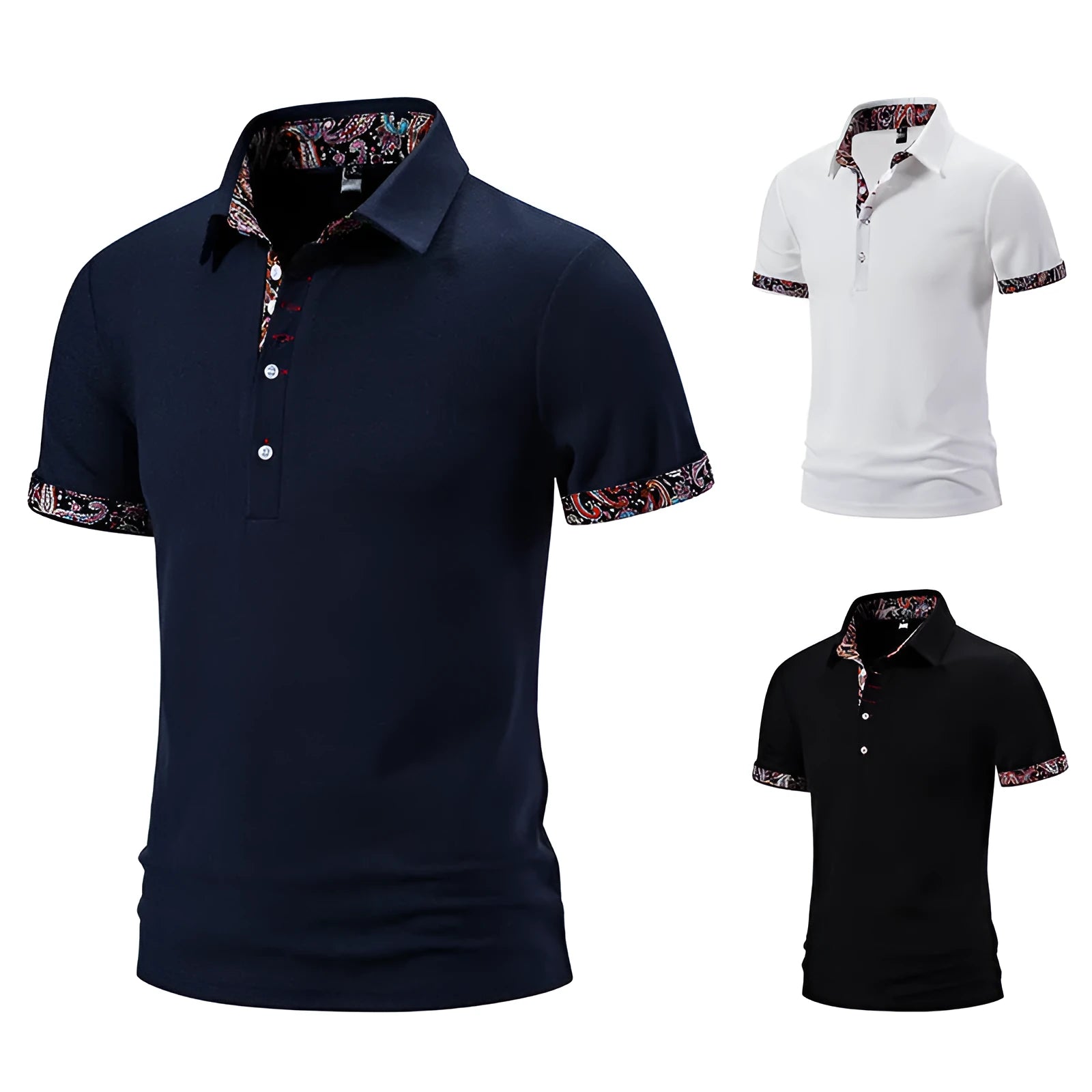 Men's classic polo shirt in cotton blend fabric with short sleeves and turnover collar.