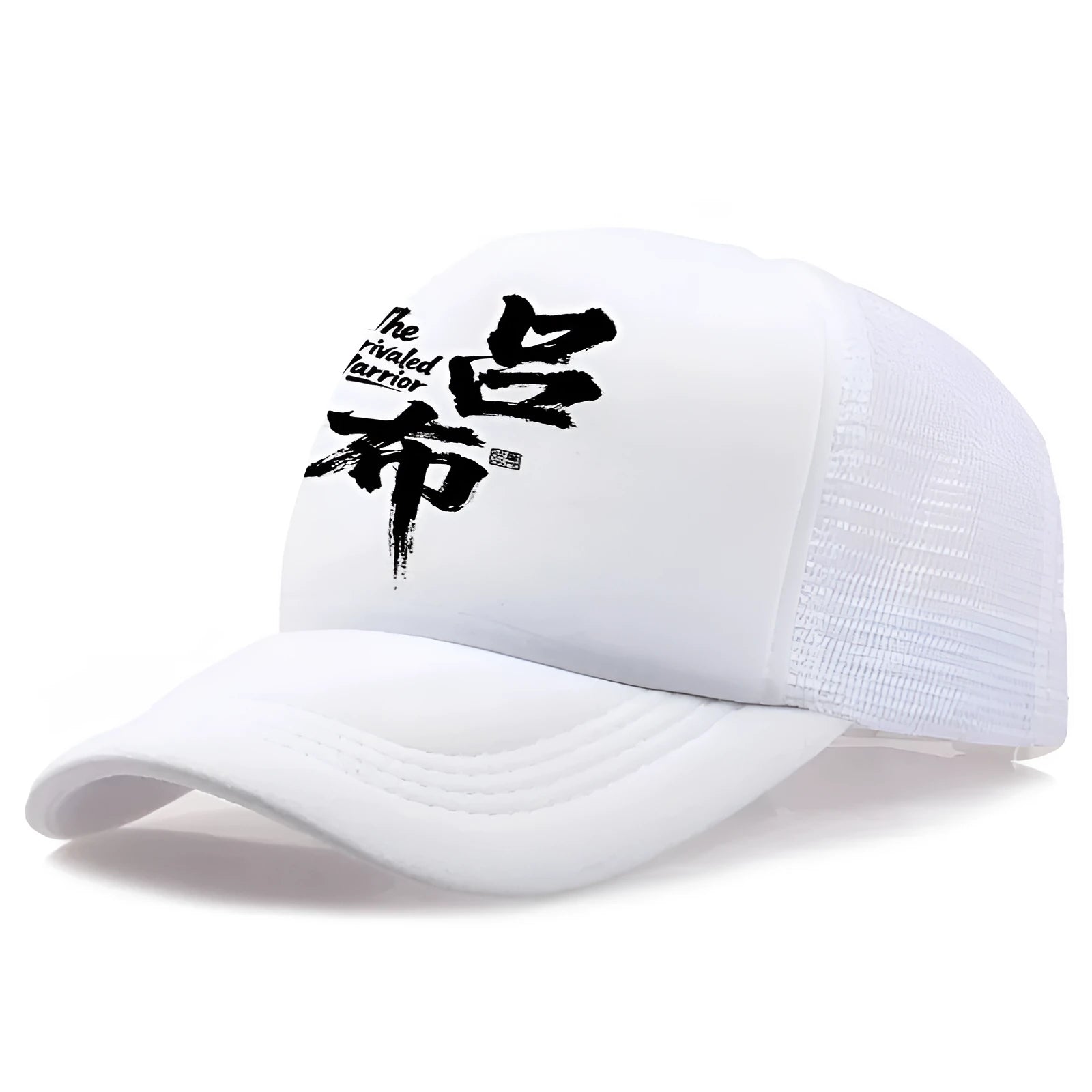 Men's polyester baseball cap in one size, shown in black, blue, green, grey, pink, and white colour options.