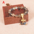 Men's gradient ceramic bracelet with Yonghe Blessing beads in natural colours