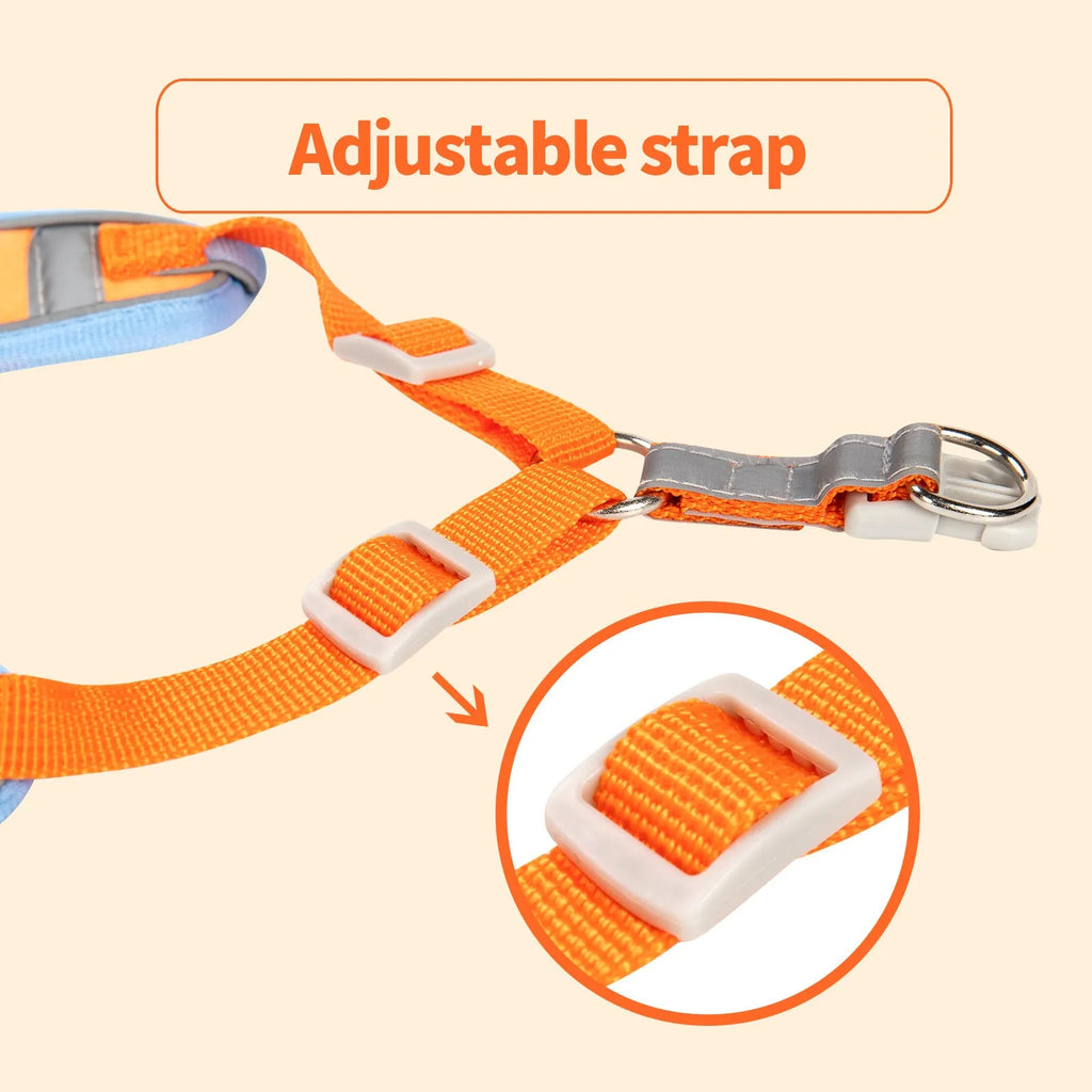Adjustable dog harness with haulage rope construction in multiple colour options