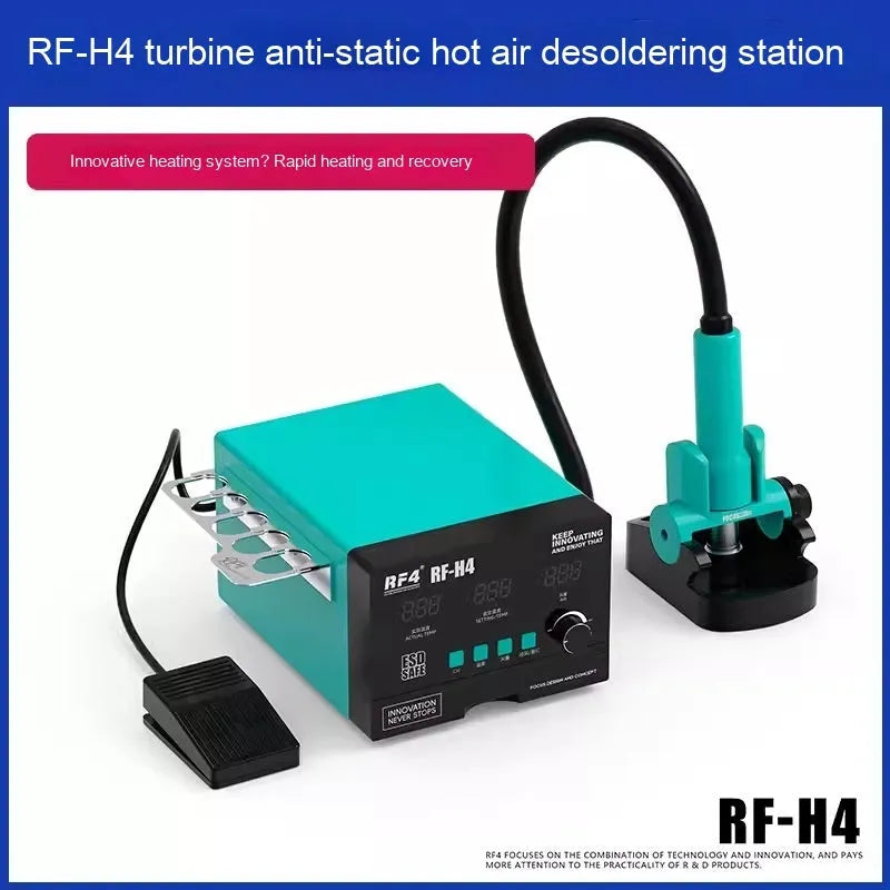 RF4H2 digital display hot air gun with three nozzles for electronics repair