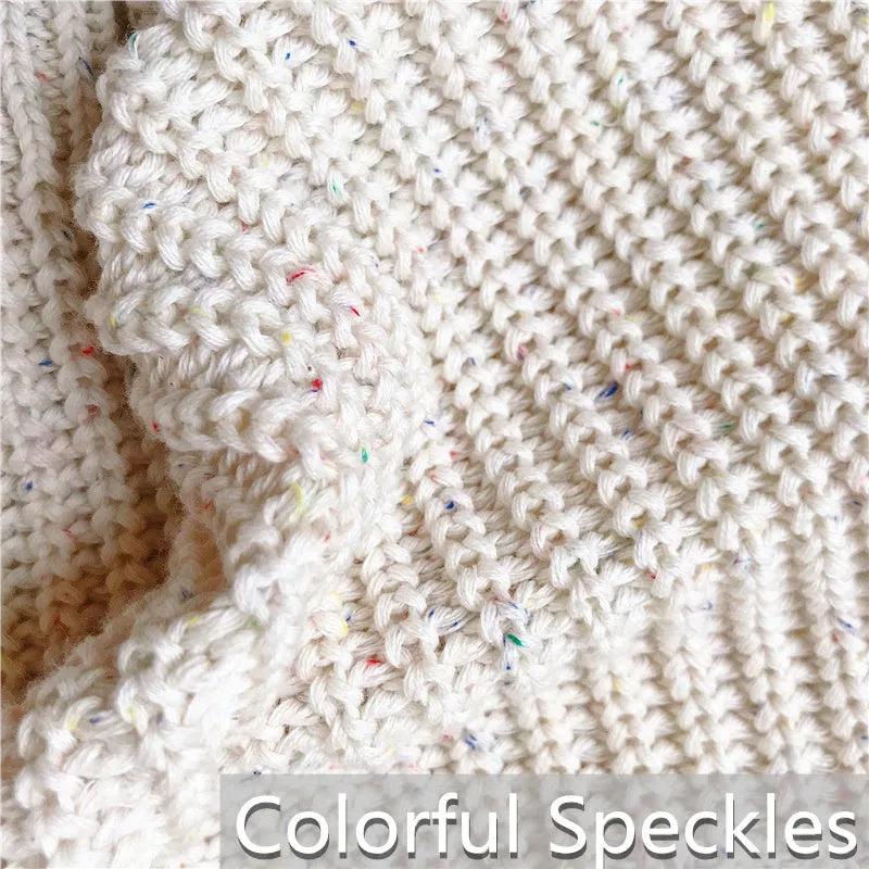 Vanilla cotton oversized sweater for children, sizes 0-3M to 2-3T, casual winter pullover top